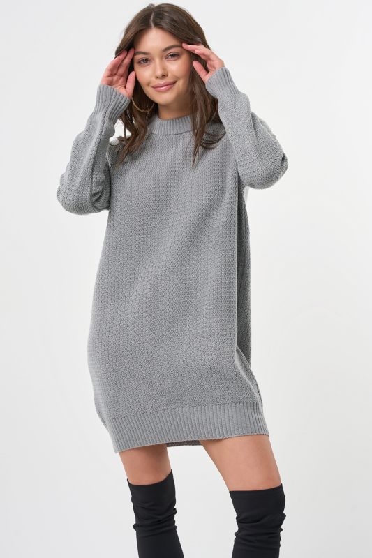 Short wool knitted dress in light gray