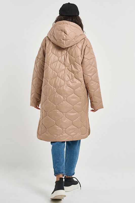 Hooded Quilted Coat Beige