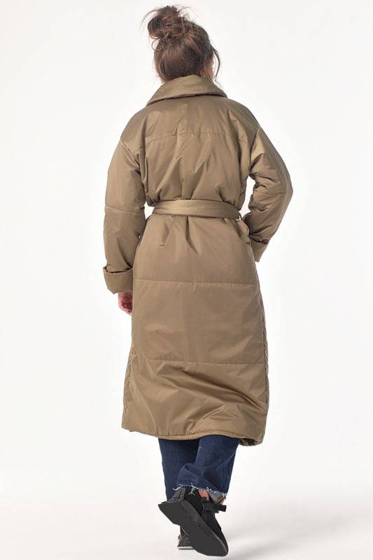 Long quilted insulated demi seasonal coat Walnut