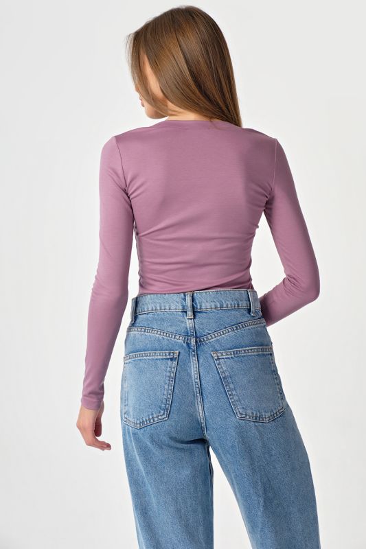 Longsleeve knit with square neckline lavender