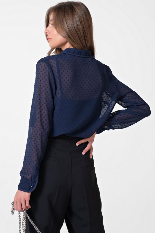 Chiffon polka dot blouse blue