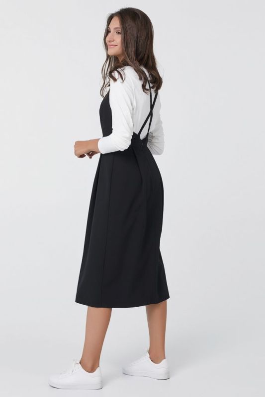 Office midi sundress under blouse black