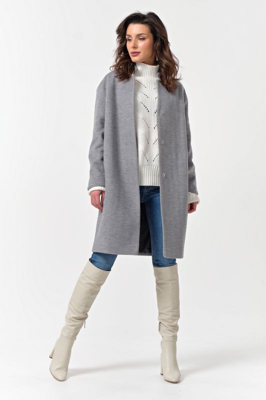 Wool straight demi coat gray