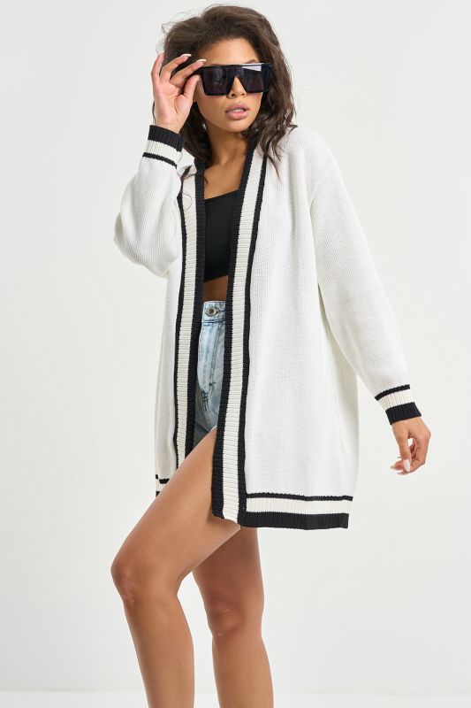 Knitted cardigan with cotton in composition white