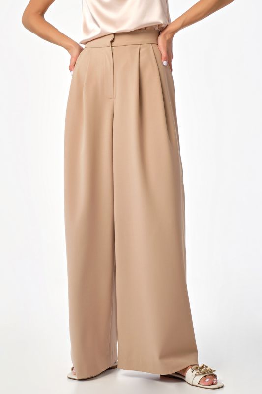 Palazzo pants with high waist beige