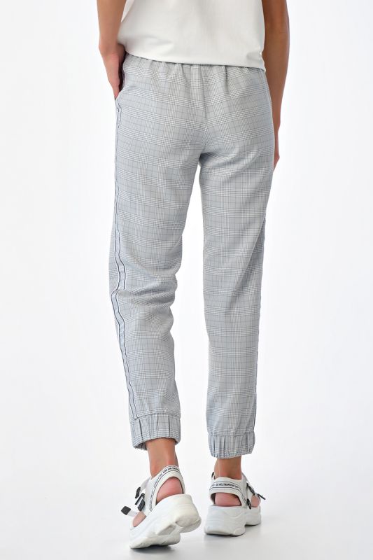 Joggers with checkered stripes gray