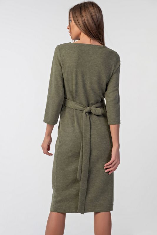 Khaki fitted knitted dress