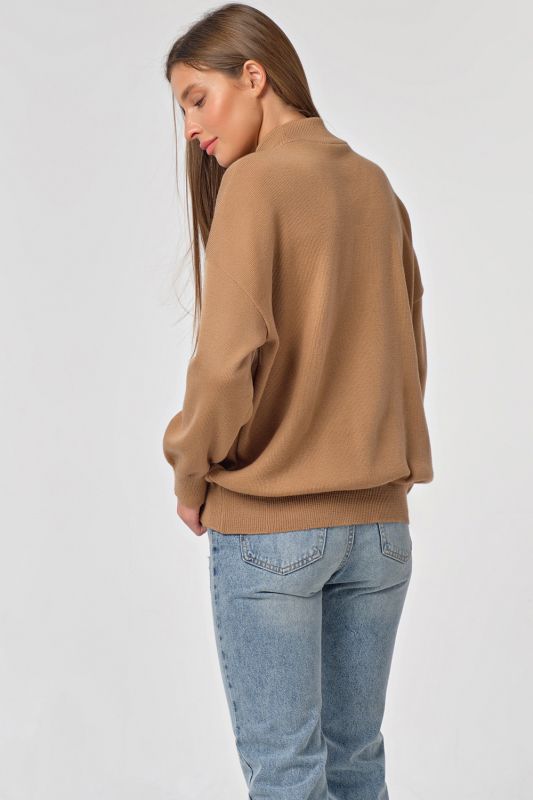 Camel wool loose knit sweater jacket