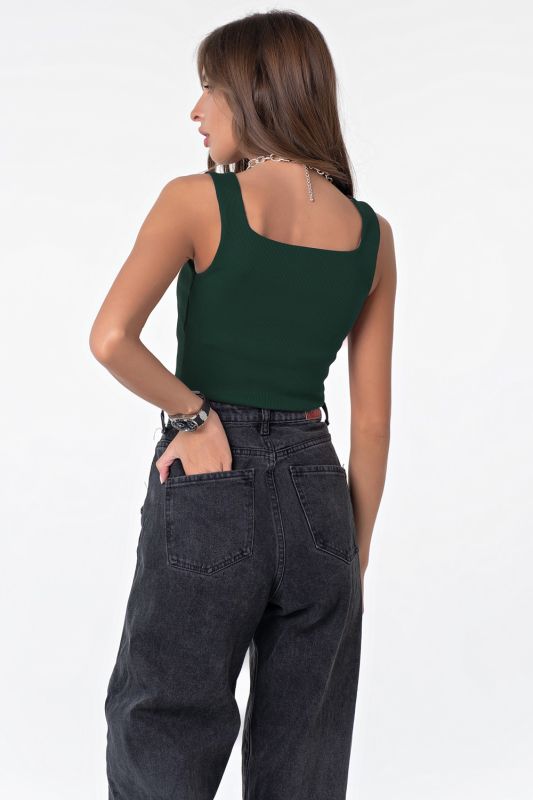 Dark green knitted cropped top with straps