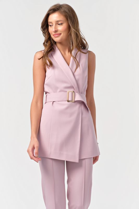 Office pants suit with vest smoky pink