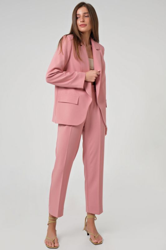 Classic summer suit with pants pink