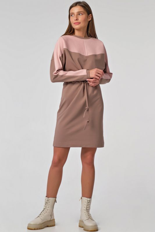 Short dress with waist fouter fleece mocha