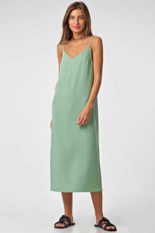 Mint linen style midi combination dress