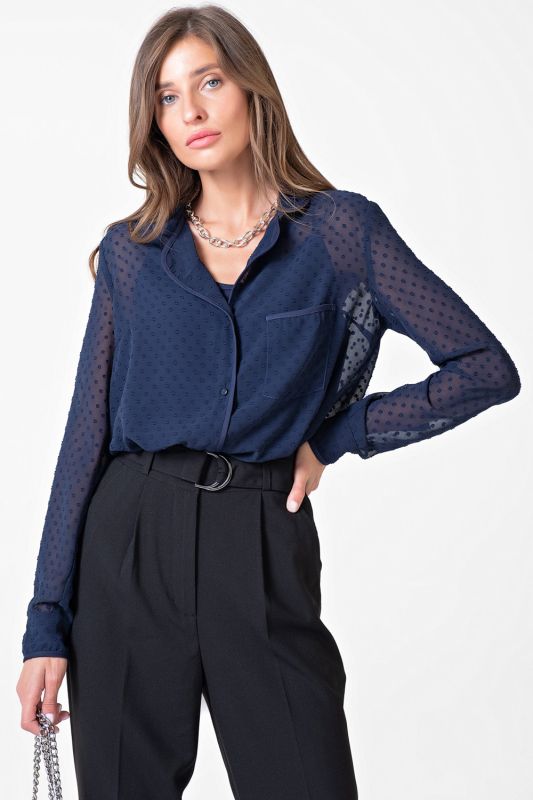 Chiffon polka dot blouse blue