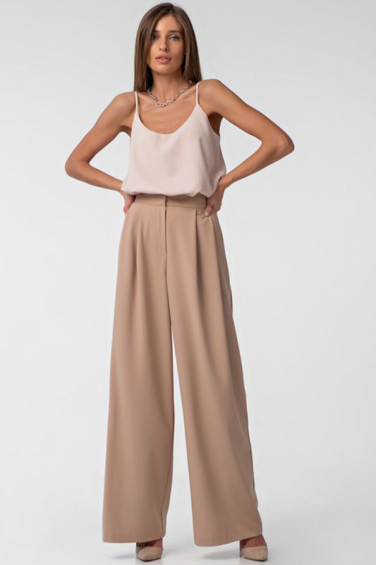 Palazzo pants with high waist beige