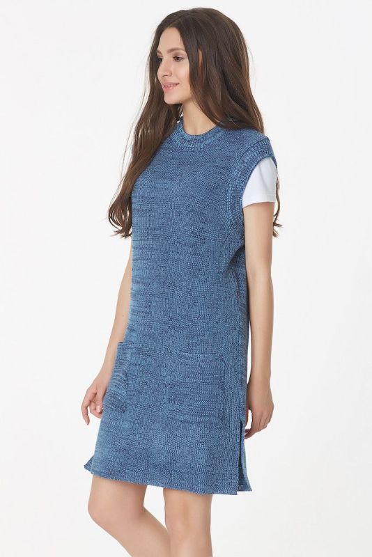 Knitted dress-sarafan blue melange