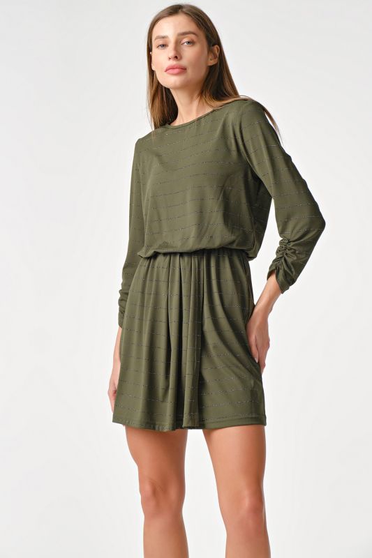 Short striped knitted dress in green