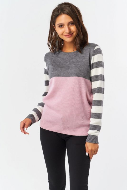 Classic striped knitted sweater in pink