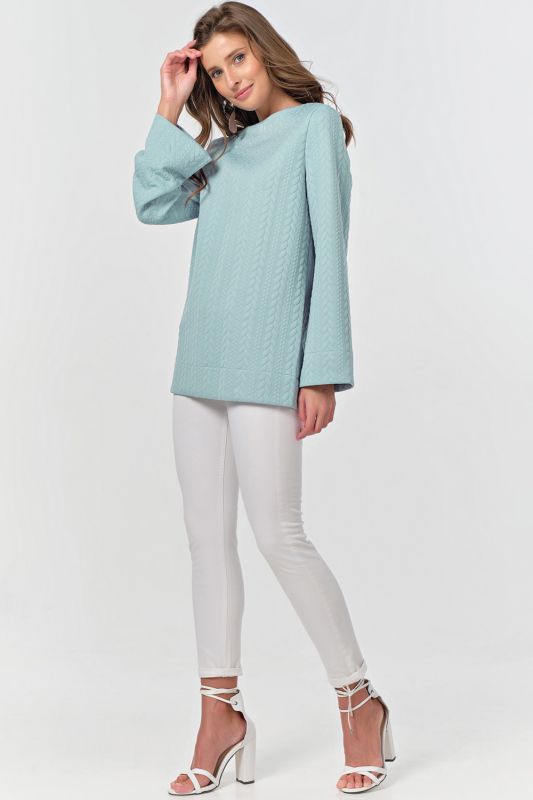 Long sleeve loose knitted tunic in mint color