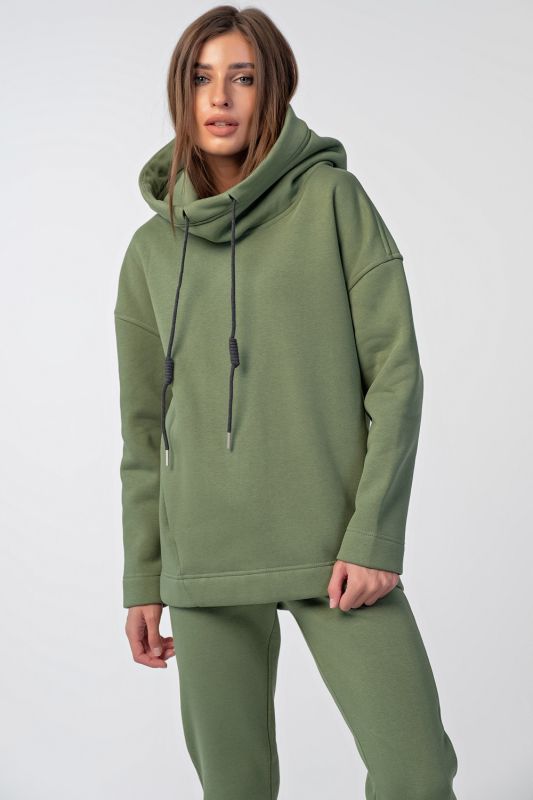 Warm sports suit made of fleece with fleece Olive