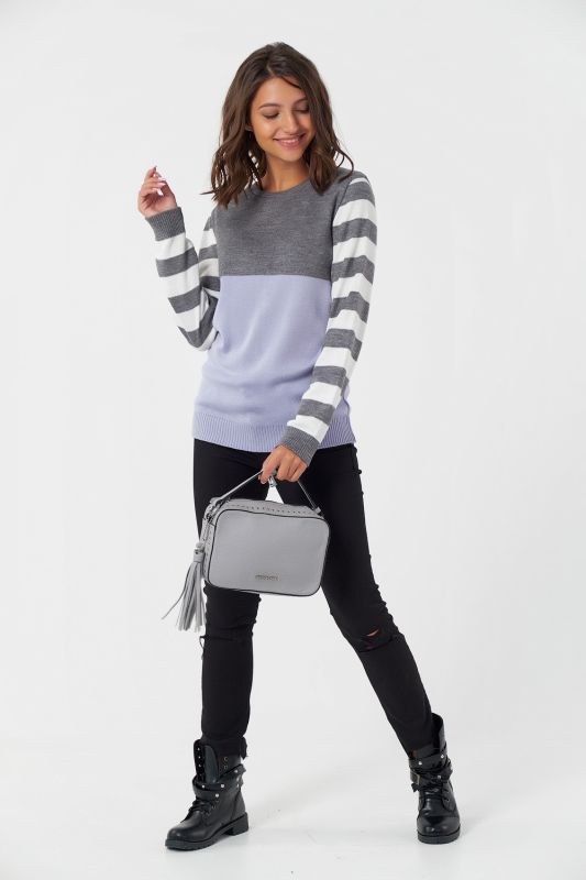 Classic striped knitted sweater lilac