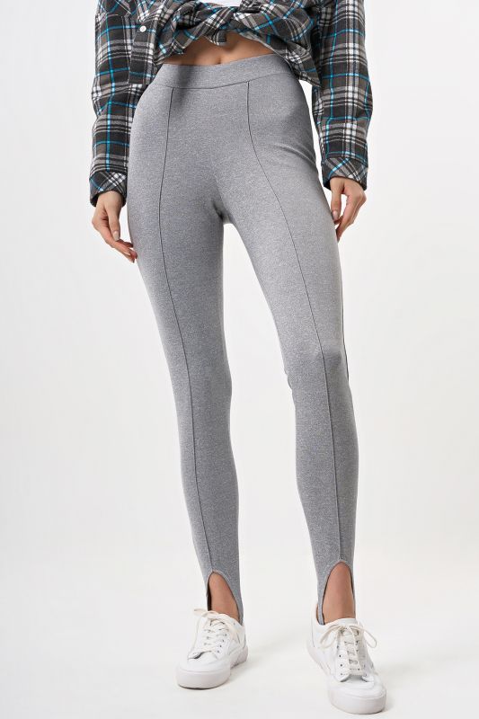 Knitted leggings with gray stripes