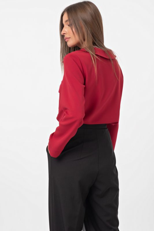 Free straight shirt with pockets red