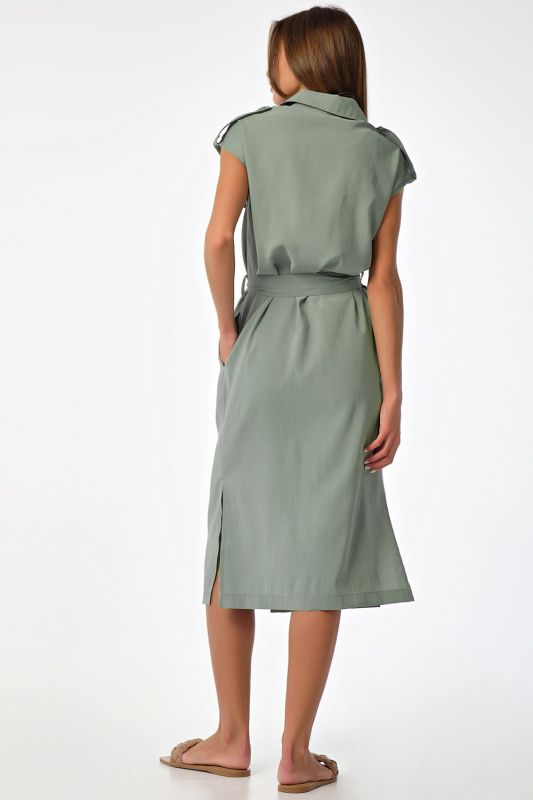 Mint Buttoned Safari Midi Dress