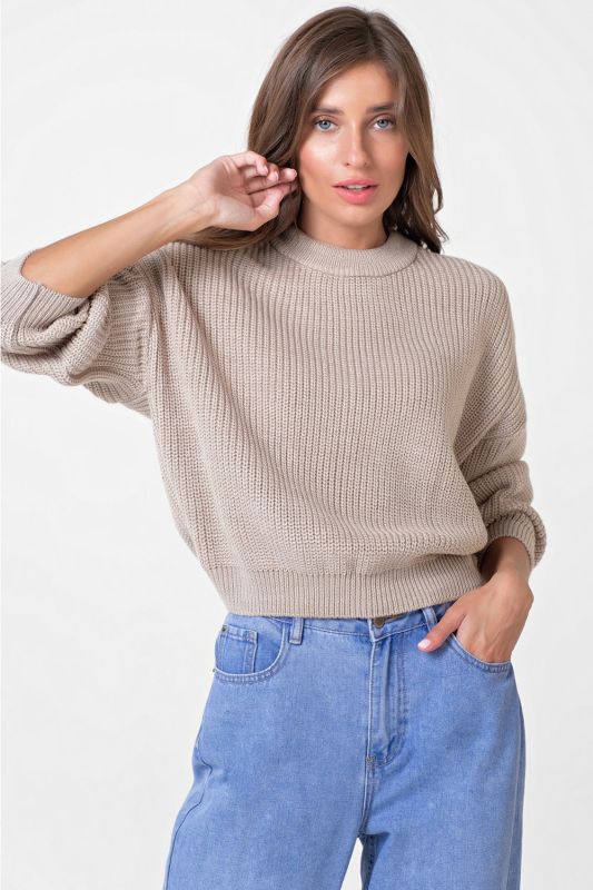 Warm beige over-size knitted over-size sweater