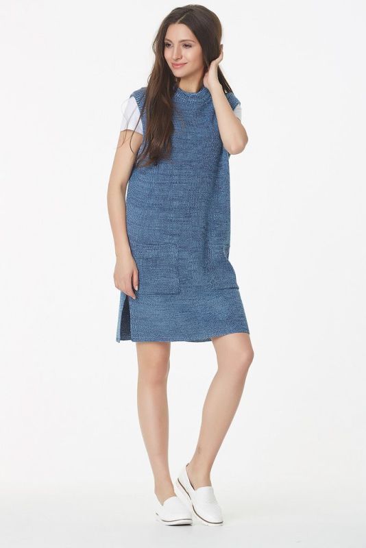 Knitted dress-sarafan blue melange