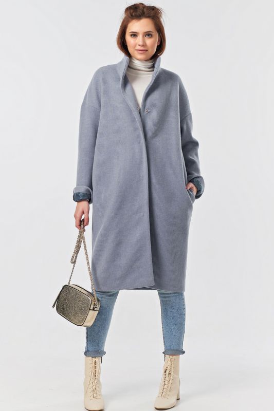 Dusty blue long overcoat demi seasonal overcoat