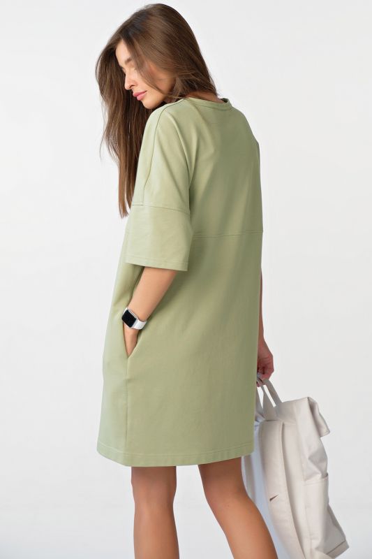 Green jersey over-size T-shirt dress