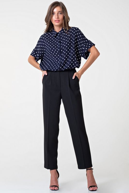 Short Sleeve Oversize Shirt with Polka Dots on Blue