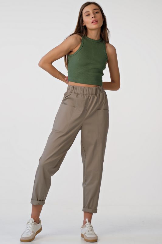 Cotton American cotton cropped knit top with armhole green