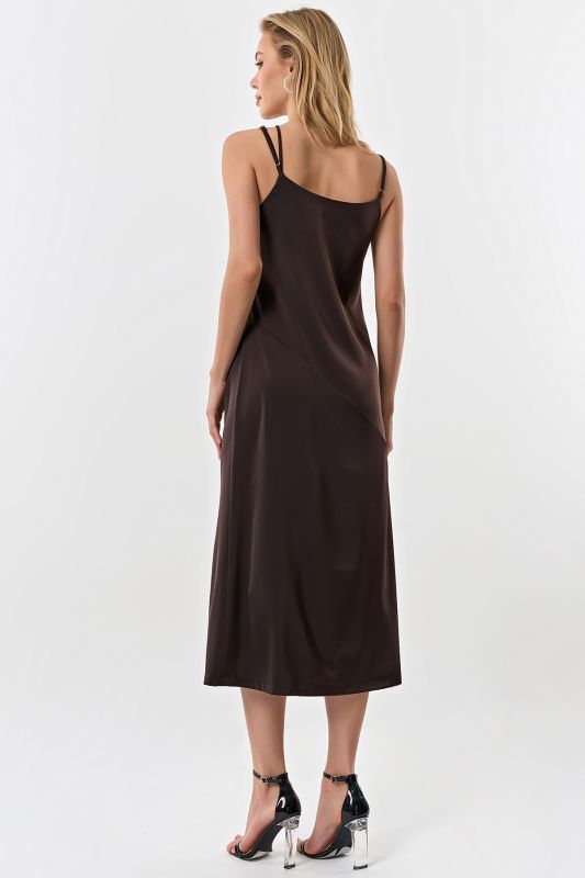 Chocolate flowing fabric combination dress