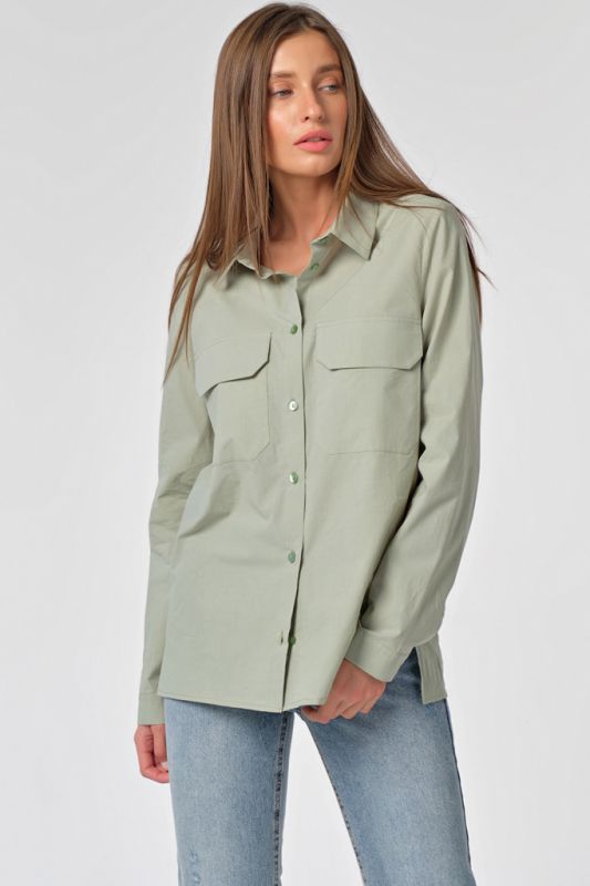 Shirt classic long sleeve straight cotton shirt green