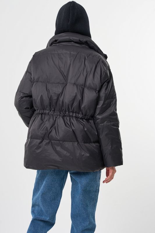 Down jacket with detachable knitted hood black