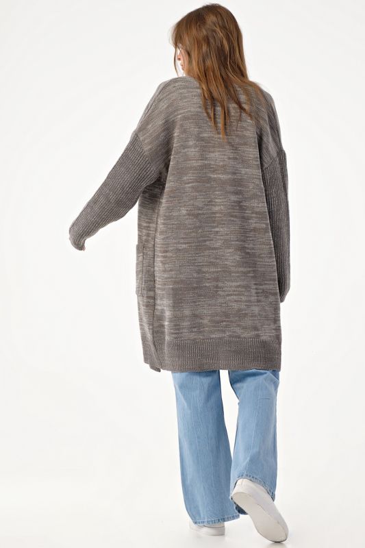 Oversize knit cardigan with pockets gray