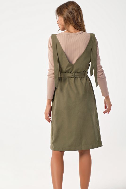 Khaki office flared sundress