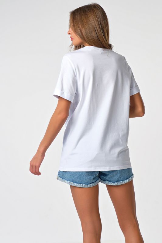 T-shirt knitted straight with print white