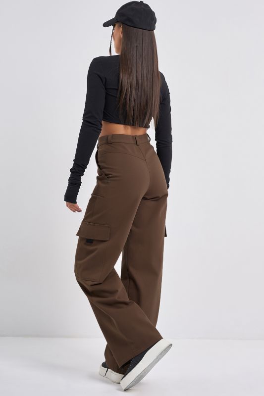 Straight cotton kargo pants brown