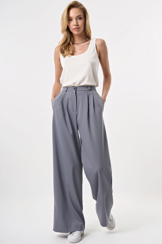 Pants palazzo with high waist gray