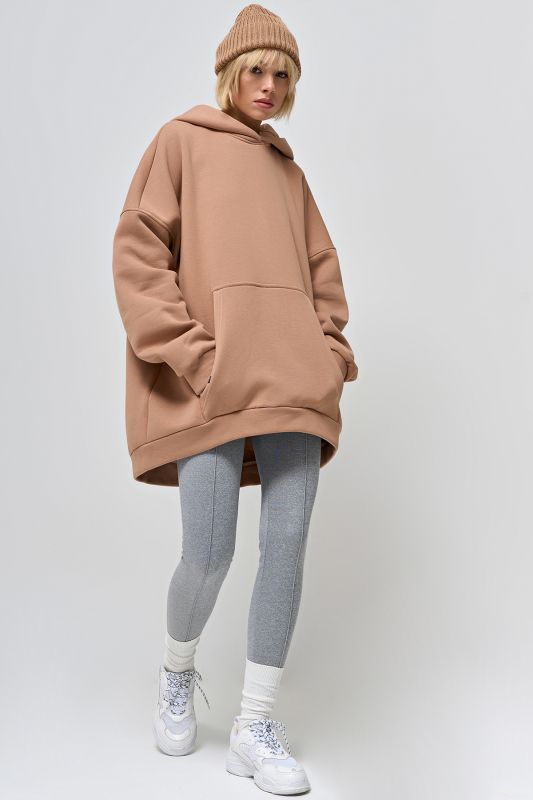 Fleece fleece hoodie beige