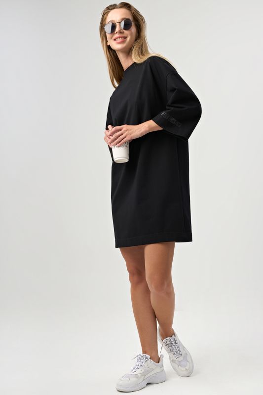 T-shirt dress with print on the arm black