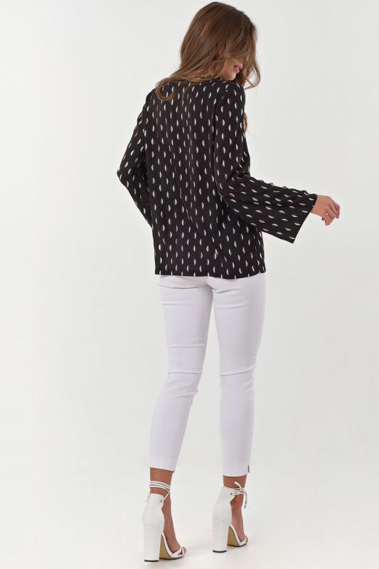 Free chiffon blouse with print on black