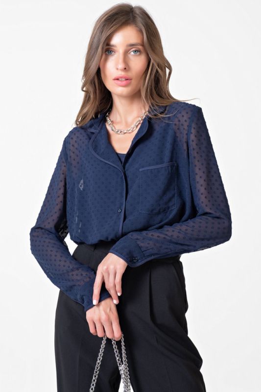 Chiffon polka dot blouse blue