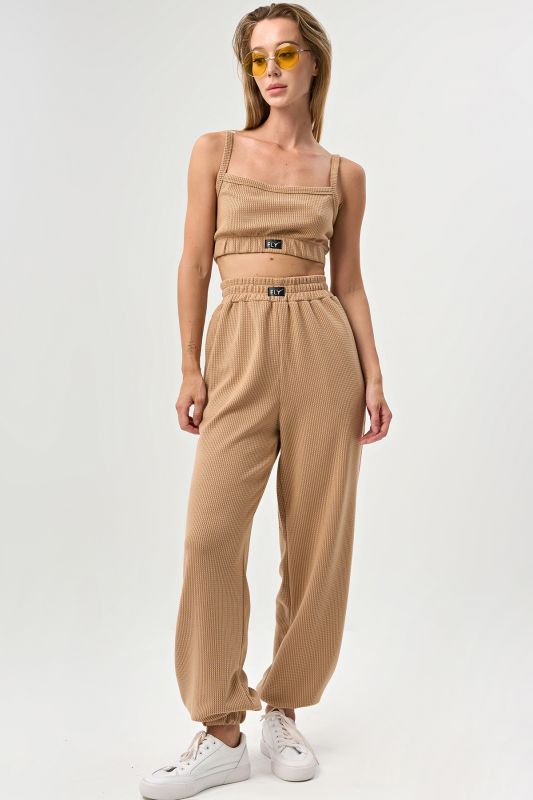 Textured jersey pants beige