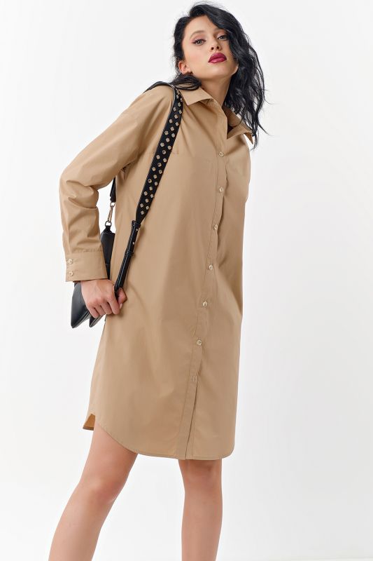 Cotton Shirt Dress Shirt Beige