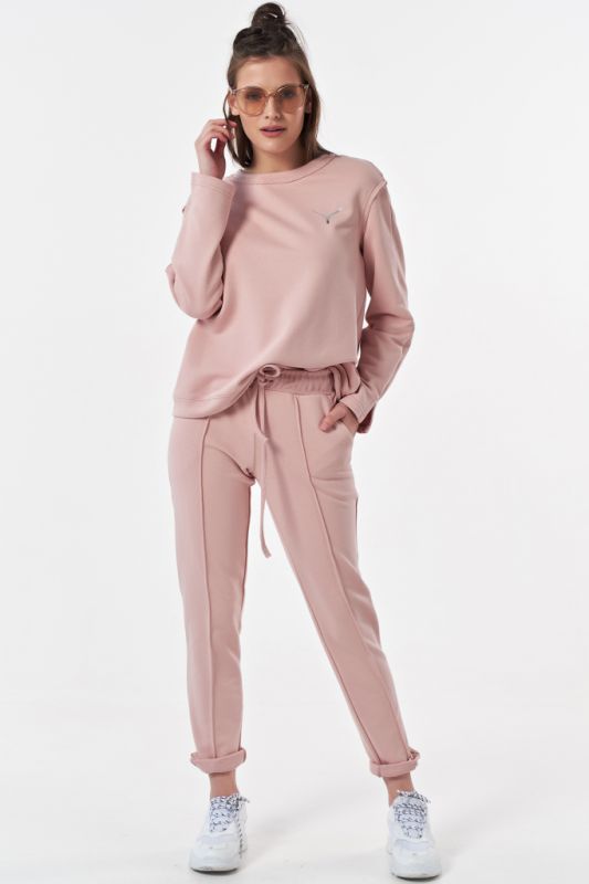 Cotton knitted suit with dusty rose pants