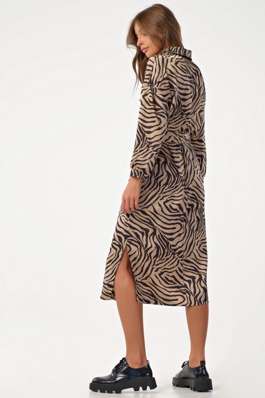 Midi shirt dress with leopard belt